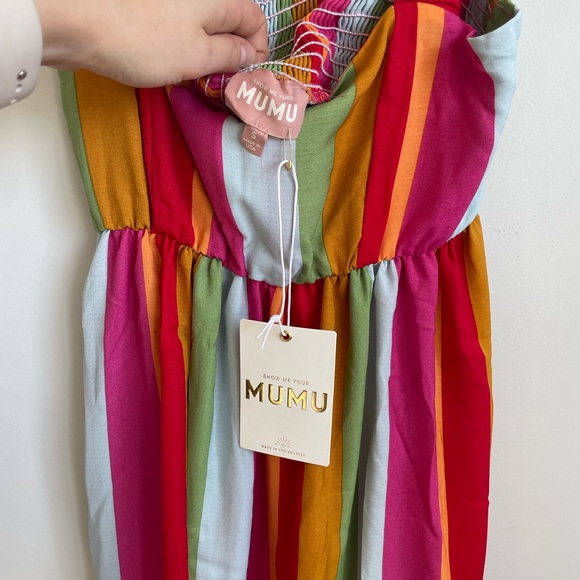 NWT Show Me Your Mumu Fling Midi Dress in getaway stripe. Rainbow colored - Picture 9 of 11